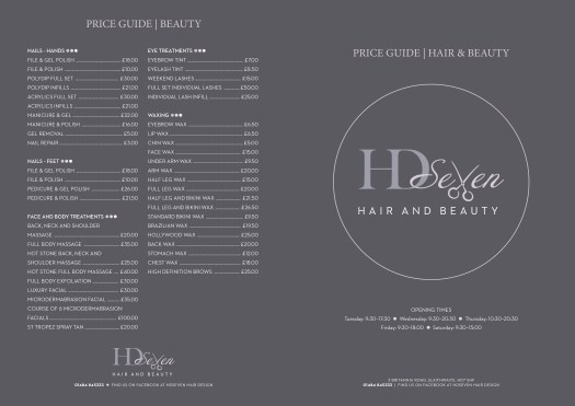 HDSeven Price List A4 Folded